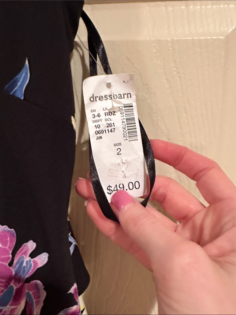 Roz & Ali Black Floral Asymmetrical Ruffle Dress - Picture 4 of 4